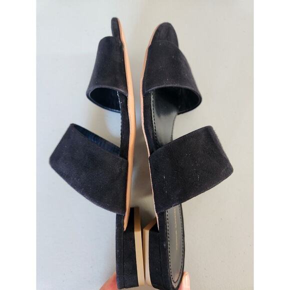 Defect New Mansur Gavriel Suede Double Strap Flat Sandal Size 37 Black - Picture 5 of 9